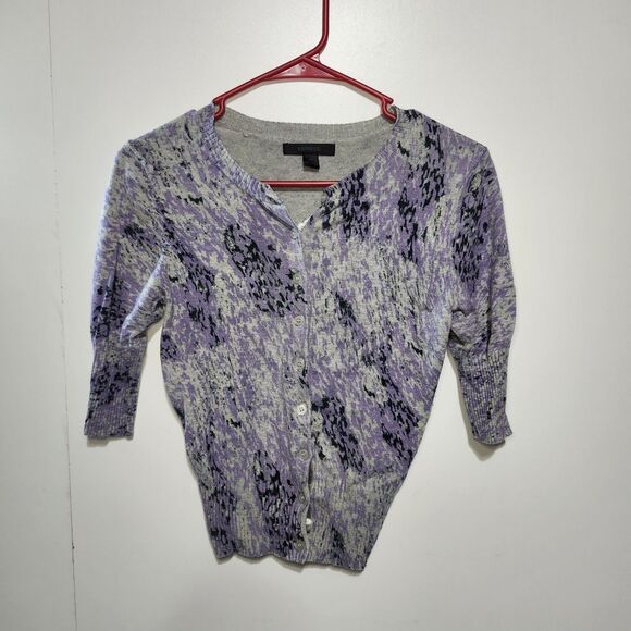 Express Cardigan Womens M Purple Swirl Print 3/4 Sleeve Button Up Vintage 2006 - Picture 1 of 9
